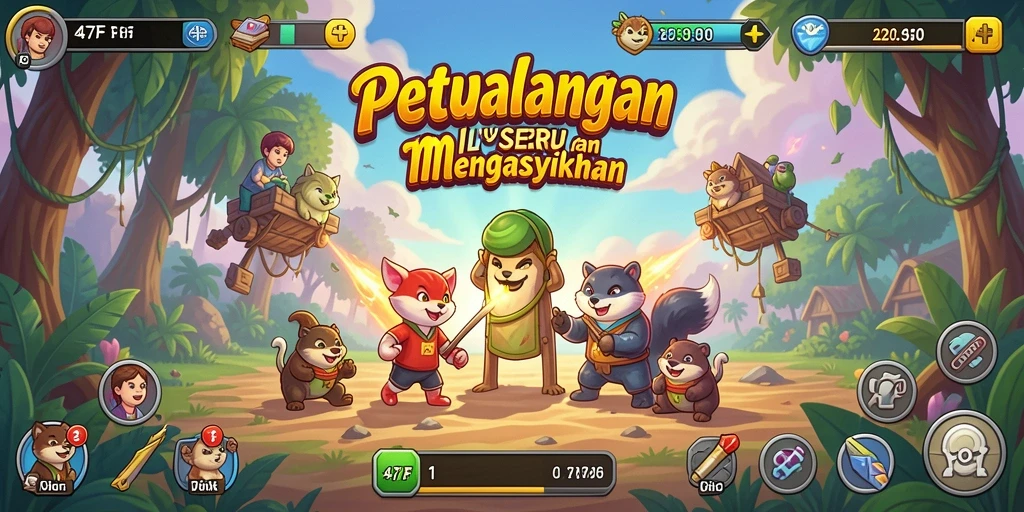 Tampilan gameplay 47F dengan karakter dan sumber daya yang sedang dikelola.