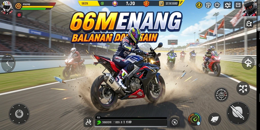 Gameplay seru balapan motor di lintasan menantang.