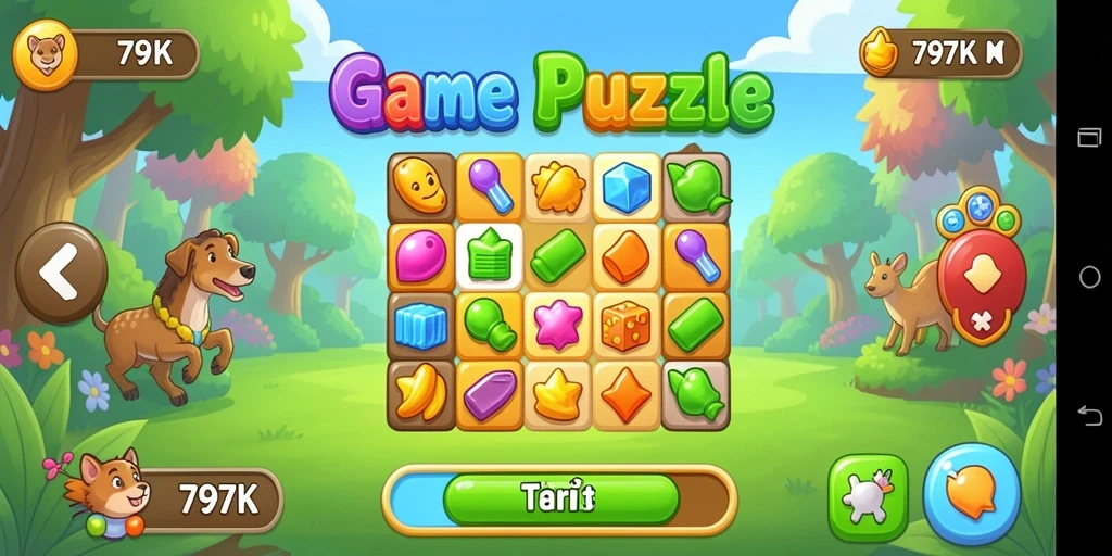 Tangkapan layar gameplay 797K menampilkan keseruan mencocokkan objek.