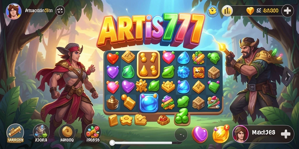Screenshot utama ARTIS777 menampilkan gameplay seru dalam mencocokkan ikon.