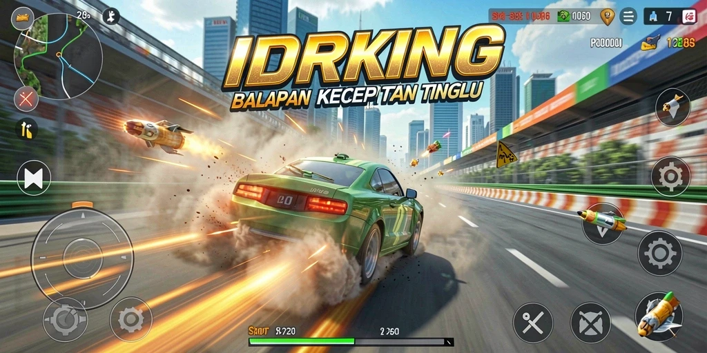 Screenshot gameplay IDRKING yang menampilkan balapan yang mendebarkan.