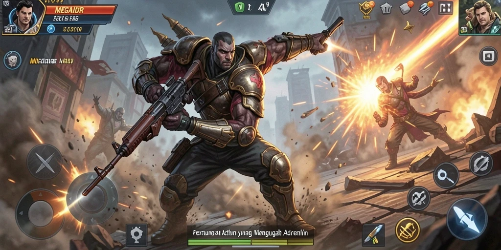 Tampilan aksi seru dalam gameplay MEGAIDR.