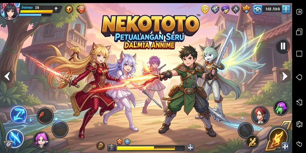 Tampilan screenshot NEKOTOTO dengan grafik anime yang memukau.