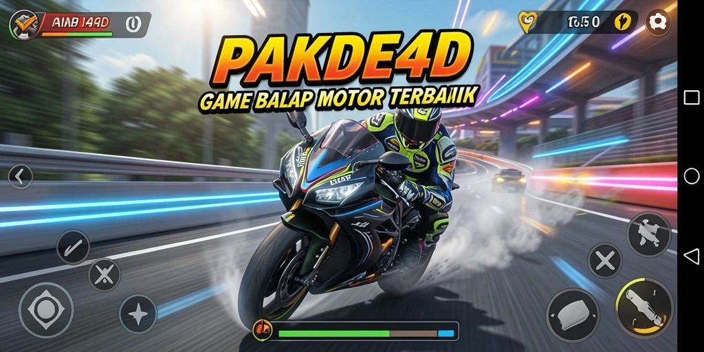 Screenshot PAKDE4D menampilkan aksi balap motor yang mendebarkan.