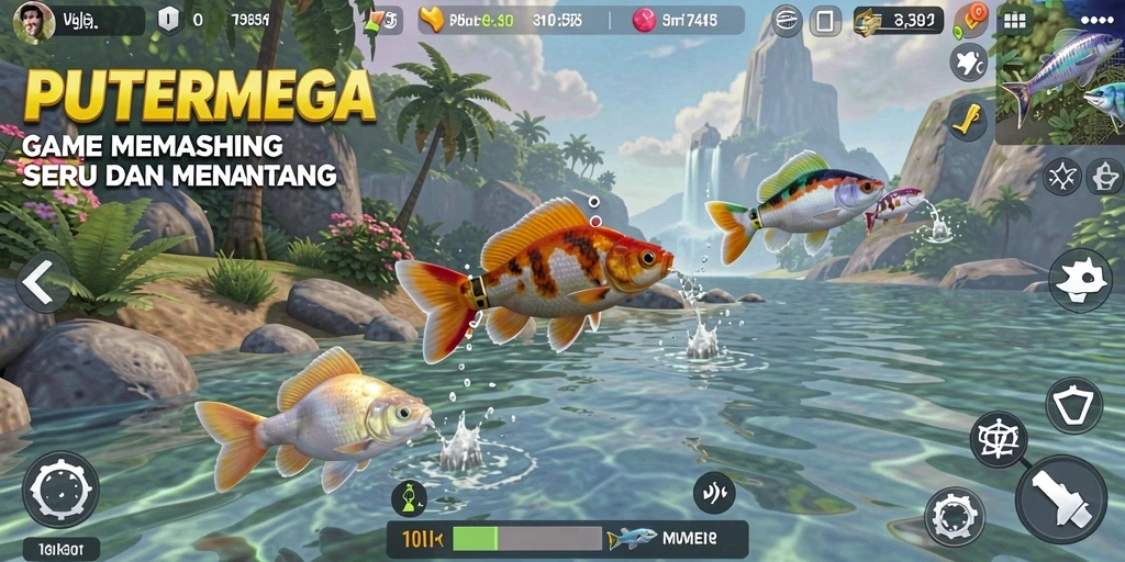 Tampilan gameplay seru di PUTERMEGA saat memancing.